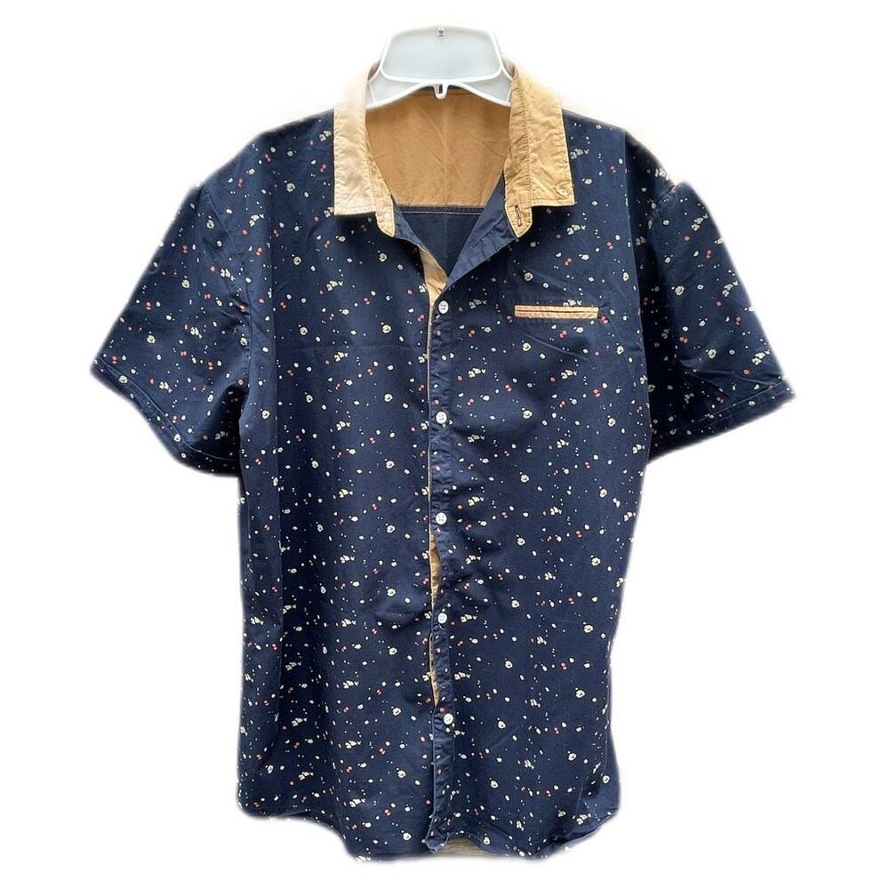 SSLR short sleeve 100% cotton spattered men’s shirt